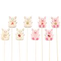 Floristik24 Dekostecker Schweinchen Blumendeko Holz 31cm 16St
