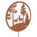 Floristik24 Gartenstecker Rost Rund Hirsch Silhouette Wald Dekoration 53cm 2St