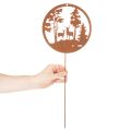 Gartenstecker Rost Rund Hirsch Silhouette Wald Dekoration 53cm 2St | Floristik24.de