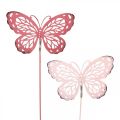 Gartenstecker Schmetterling Metall Rosa H30cm 6St