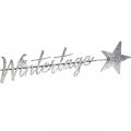 Weihnachtsstecker „Wintertage“, Metalldeko, Advent Silbern, Grau L58,5cm B10cm