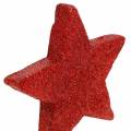Floristik24 Deko zum Streuen Stern mit Glitter 6,5cm Rot 36St