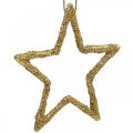 Floristik24 Weihnachtsdeko Stern Anhänger Golden Glitter 7,5cm 40St