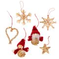 Floristik24 Strohanhänger Set Weihnachtsbaumschmuck Figuren und Sterne 6cm 30St