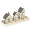 Floristik24 Lichthaus Set Metall drei Häuser auf Tablett 35cm 1Set