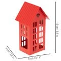 Metall Windlicht Häuser Rot mit Tablett 35cm 1Set | Floristik24.de