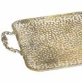 Floristik24 Deko Tablett mit Griffen Antik Gold 45cm x 25cm