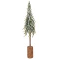 Floristik24 Tanne künstlich Geeister Deko Baum auf Holzsockel für Winterdeko und Weihnachten 75cm