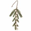 Floristik24 Künstlicher Tannenzweig mit weißen Mini-Christbaumkugeln 46cm 2St