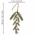 Künstlicher Tannenzweig mit weißen Mini-Christbaumkugeln 46cm 2St | Floristik24.de
