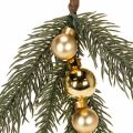 Künstlicher Tannenzweig mit goldfarbenen Mini-Christbaumkugeln 46cm 2St | Floristik24.de