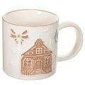 Floristik24 Keramiktasse mit Hausmotiv und Reliefmuster 9cm