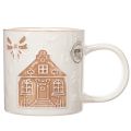 Keramiktasse mit Hausmotiv und Reliefmuster 9cm | Floristik24.de