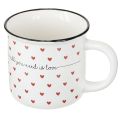 Floristik24 Tasse mit Herzen Keramiktasse Weiß Rot Ø9cm H9cm