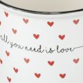 Tasse mit Herzen Keramiktasse Weiß Rot Ø9cm H9cm | Floristik24.de