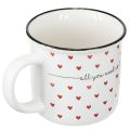 Tasse mit Herzen Keramiktasse Weiß Rot Ø9cm H9cm | Floristik24.de