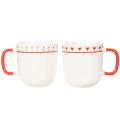 Kaffeetasse mit rotem Henkel Strickmuster und Herz Dekor Keramik 9cm 2St | Floristik24.de