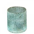 Floristik24 Teelichtglas Blau Windlicht Glas Kerzendeko 8cm