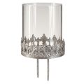 Floristik24 Teelichthalter zum Stecken mit Glas Silber Antik Ø7cm 4 St