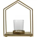Windlicht Haus Metall Deko Teelicht Kerzenglas 20×16×26cm