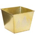 Floristik24 Pflanzgefäß Metall mit glitzerndem Tannenmotiv 18cm