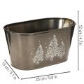 Übertopf oval Tannenbäume geprägt 25cm | Floristik24.de