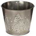 Floristik24 Metall Übertopf mit Glitzer Tannen 13cm
