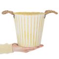Topf aus Metall, Frühlingsdeko, Pflanzgefäß mit Henkeln Gelb Shabby Chic Ø18cm H17,5cm | Floristik24.de