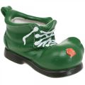 Übertopf Deko, grüner Schuh mit Igel, Keramik 14x13cm H13cm