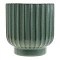 Floristik24 Keramik-Pflanztopf, Blumendeko, Übertopf gewellt Grün, Braun Ø15,5cm H16,5cm