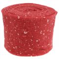 Floristik24 Filzband Rot mit Punkten, Dekoband, Topfband, Wollfilz Hellrot, Weiß 15cm 5m