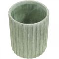 Übertopf Keramik Grün Retro gestreift Ø13,5cm H17cm