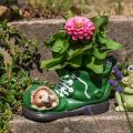 Floristik24 Übertopf Deko, grüner Schuh mit Igel, Keramik 14x13cm H13cm