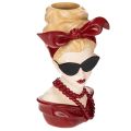 Floristik24 Kopfvase Frau mit Sonnenbrille und Perlenkette 30cm