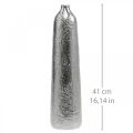 Floristik24 Deko Vase Metall Gehämmert Blumenvase Silber Ø9,5cm H41cm