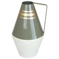 Floristik24 Vase Metall Henkel Grau/Creme/Gold Vintage Ø19cm H31cm