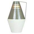 Floristik24 Vase Metall Henkel Grau/Creme/Gold Vintage Ø19cm H31cm