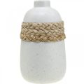 Blumenvase weiß Keramik und Seegras Vase Sommerdeko H17,5cm
