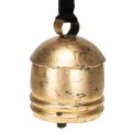 Floristik24 Vintage Glocke Gold mit schwarzem Samtband H15cm