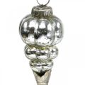 Vintage Weihnachtsanhänger Glastropfen Silber 20cm 3St