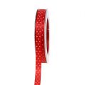 Floristik24 Weihnachtsband Rot mit Sternen 10mm 25m