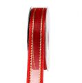 Floristik24 Dekoband Rot mit Lurex 25mm 20m