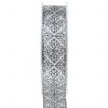 Floristik24 Weihnachtsband mit Ornamenten Silber 25mm 18m