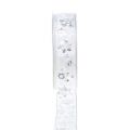 Floristik24 Weihnachtsband Weiß mit Schneeflocke Silber 25mm 20m