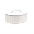 Floristik24 Weihnachtsband Weiß mit Silberstreifen Muster 35mm 25m