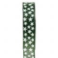Weihnachtsband mit Stern Grün, Weiß 25mm 20m