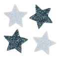 Floristik24 Weihnachtsdeko Stern 2,5cm Glimmer Weiß, Blau 48St