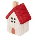 Weihnachtshäuschen Holz Weihnachtsdeko Weiß Rot 7cm 6 St | Floristik24.de