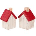 Weihnachtshäuschen Holz Weihnachtsdeko Weiß Rot 7cm 6 St | Floristik24.de