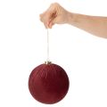 Weihnachtskugel Rot Samtoptik zum Aufhängen 15cm 3St | Floristik24.de
